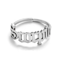 Adjustable silver Scorpio ring in gothic font made of polished stainless steel - Silver-Scorpio