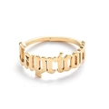 Golden Capricorn ring with Old English font in an adjustable minimalist open design - Gold-Capricorn