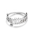 Adjustable silver stainless steel ring featuring cutout Sagittarius gothic letter design - Silver-Sagittarius