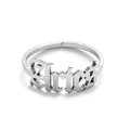 Silver adjustable stainless steel Aries zodiac ring with Old English font design - Silver-Aries