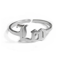 Silver stainless steel Leo letter ring with an adjustable open band for women and men - Silver-Leo