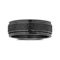 Bague rotative noire en acier inoxydable avec Notre Père gravé et symbole croix - US 5 / Style d'inscription Empilé / Noir
