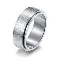 Bague rotative en acier inoxydable argenté avec croix gravée et texte de prière - US 5 / Style d'inscription Empilé / Argent