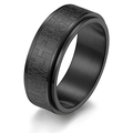 Black matte stainless steel rotating ring with Lord's Prayer text and cross design - US 5 / Stacked Inscription Style / Black