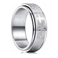 Silver spinner meditation ring with Lord's Prayer engraving and cross in frosted finish - US 5 / Stacked Inscription Style / Silver