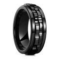 Anillo giratorio industrial antiestrés para hombre en acero inoxidable negro con engranajes - US 7 / Negro