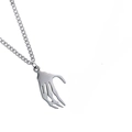 Punk style stainless steel necklace featuring dark gothic skeleton hand heart pendant - Single Left or Right Hand / Silver Single Piece