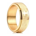 Golden spinner ring for men with cross cutout and engraved religious scripture text - US 5 / Stacked Inscription Style / Gold