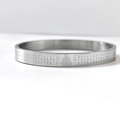Detailed laser engraving of Heart Sutra and Buddha on stainless steel cuff bracelet - Silver-Amitabha (Dog/Pig)
