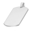 Colgante de placa militar de acero inoxidable plateado pulido con acabado espejo - Esquinas afiladas / Plateado
