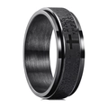 Religious rotatable titanium ring in matte black with engraved prayer cross design - US 5 / Stacked Inscription Style / Black