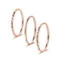 Three minimalist rose gold titanium steel rings with wave and diamond-cut patterns - Number 2 / Rose Gold