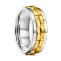 Mechanical style rotatable titanium steel ring with silver and gold gear pattern - Silver-Gold Mix