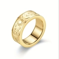 Anillo bohemio de acero inoxidable dorado con relieves de sol, luna y estrellas - US 7 / Dorado