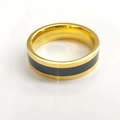 Minimalist gold titanium steel ring featuring a smooth black enamel inlay band - Size 6 / 1 Groove Style / 6mm / Gold