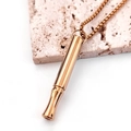 Colgante silbato de meditación en oro rosa pulido con cadena de eslabones cuadrados - Rosa oro