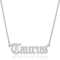 Silver stainless steel Taurus necklace with gothic letter pendant on thin chain - Taurus-Silver