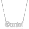 Silver stainless steel Gemini zodiac necklace with vintage gothic pendant - Gemini-Silver