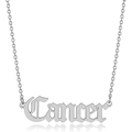 Silver Cancer zodiac necklace with Gothic style letter pendant and fine chain link - Cancer-Silver