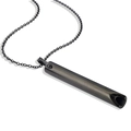 Collar de respiración de acero inoxidable negro con colgante de meditación cepillado - Estilo Minimalista Pulido / Negro
