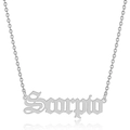 Collier Scorpion en argent avec police Old English et chaîne rétro en acier inoxydable - Scorpion-Argent