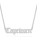 Collier Capricorne en argent avec lettrage gothique sur chaîne en acier inoxydable - Capricorne-Argent