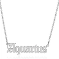 Collier en acier inoxydable argenté avec pendentif Verseau en style calligraphique - Verseau-Argent