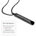 Collar de respiración de acero negro con tarjeta de mensaje inspirador incluida - Negro