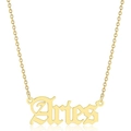 Collier Bélier doré avec pendentif de lettre gothique vintage sur une chaîne croisée - Bélier-Or