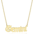 Collier signe Gémeaux doré avec pendentif gothique et chaîne en acier inoxydable - Gémeaux-Or