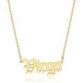 Collier avec pendentif lettre Virgo style gothique en acier inoxydable doré - Vierge-Or
