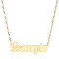 Collier Scorpion doré avec pendentif nom en style gothique et chaîne à mailles - Scorpion-Or