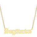 Collier Sagittaire doré en police gothique avec une fine chaîne à maillons élégante - Sagittaire-Or