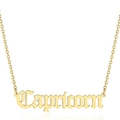 Collier capricorne doré avec pendentif lettres gothiques vintage sur chaîne fine - Capricorne-Or