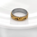 Star moon rotating anxiety ring for couples in gold and silver stainless steel - US 6 / Gold & Silver