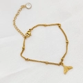 Goldenes Fischschwanz Armband aus Titanstahl mit feinen Perlen und Anhänger - Fischschwanz Armband