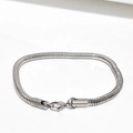 Pulsera de cadena de serpiente plateada para hombre con cierre de mosquetón de alta calidad - 19cm / Cadena de serpiente redonda / Color acero
