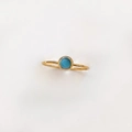 Minimalistischer 18K vergoldeter Ring mit einem runden Türkis-Edelstein-Inlay - Größe 5 / Gold-Himmelblau