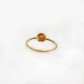 Anello minimalista in titanio placcato oro 18K con gemma tonda di agata rossa - n.5 / Oro-Ambra
