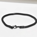 Pulsera de cadena de serpiente minimalista para hombre en acero de titanio negro - 19cm / Cadena de serpiente redonda / Negro