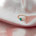 Anello minimalista in acciaio inossidabile placcato oro 18K con pietra turchese verde - n.5 / Oro Rosa-Celeste