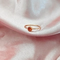 Anello minimalista in acciaio titanio 18K con pietra arancione su seta rosa - n.5 / Oro Rosa-Ambra