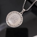 Silver Buddha pendant necklace with sparkling crystal inlay and box chain detail - Avalokitesvara - Rat / Steel