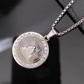 Silver Buddha pendant necklace in stainless steel with crystal rhinestones - Akasagarbha - Ox/Tiger / Steel