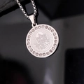 Silver stainless steel zodiac Buddha pendant with lotus engraving and crystal halo - Samantabhadra - Dragon/Snake / Steel