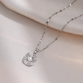 Parure collier élégante en acier titane avec pendentif perle spirale et boucles d'oreilles - X1671 Ensemble Collier Perles et Boucles d'Oreilles