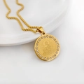 Golden zodiac Buddha pendant necklace with sparkling crystals and a box chain - Gold - Buddha Amulet / Gold