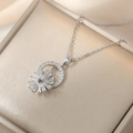 Elegant sunburst zircon pendant necklace with silver chain displayed in a gift box - Sunflower Necklace