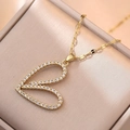 Elegante collana con doppio ciondolo a cuore, zirconi e catena dorata per signora - Oro