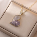Macro shot of heart pendant with purple zircons on champagne textured jewelry box - Gradient Purple Heart (With Pendant)